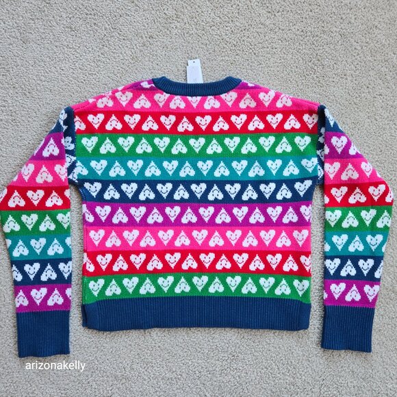 NWT Aqua x Kerri Rosenthal Happy Hearts Sweater XS - Picture 8 of 11